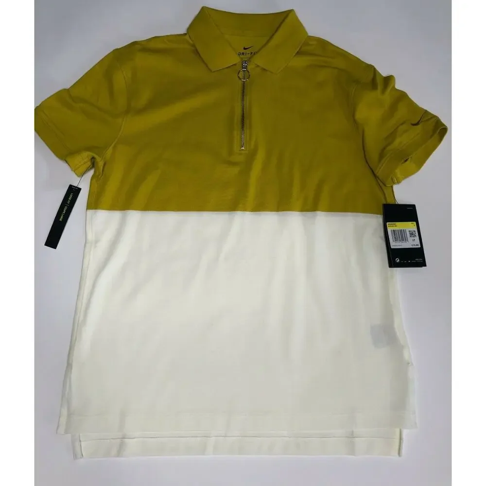Nike Dri-Fit Yellow Women’s Golf Polo Shirt White Multi BV0186-393 Size S